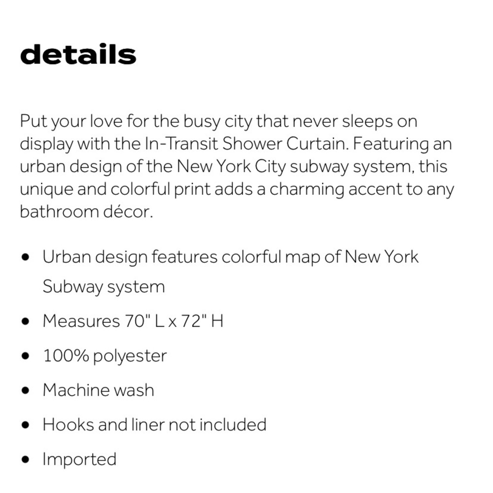 NYC In-Transit • Fabric Shower Curtain • Artistic • Modern • Contemporary - Picture 8 of 8
